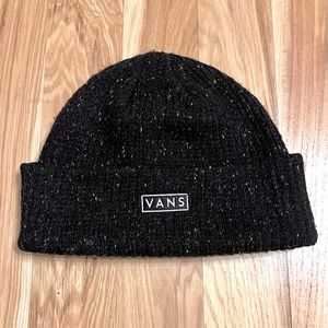 Vans Black Heavy Embroidered Logo Patch Beanie Hat